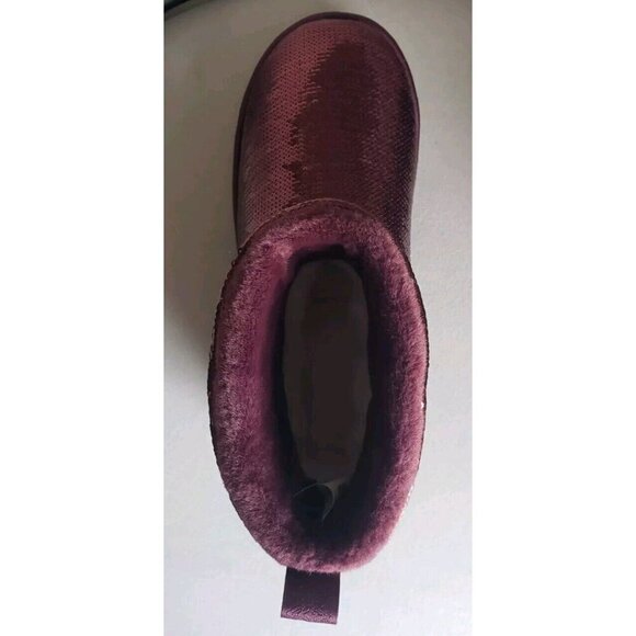 NEW UGG GIRL'S CLASSIC MINI MIRROR BALL BOOTS SZ 4 WILD GRAPE - Picture 7 of 8
